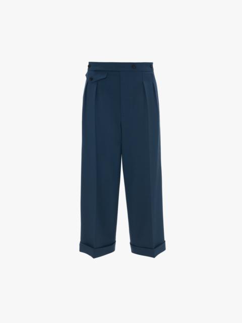 Victoria Beckham Wide Leg Cropped Trouser In Heritage Blue