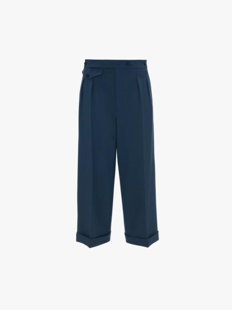 Wide Leg Cropped Trouser In Heritage Blue