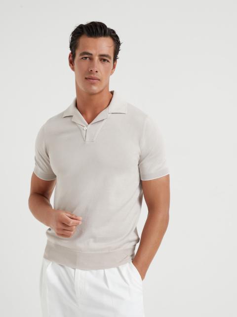 Brunello Cucinelli Cotton lightweight knit polo with camp collar
