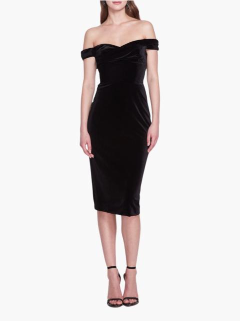 Marchesa VELVET COCKTAIL MIDI DRESS
