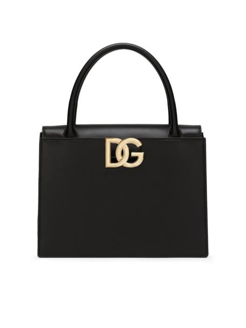 logo-plaque leather tote bag