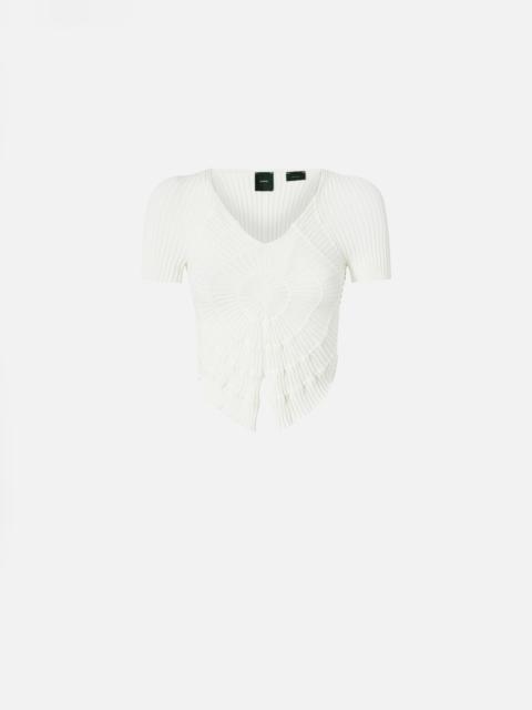 PINKO RIBBED KNIT CROPPED T-SHIRT