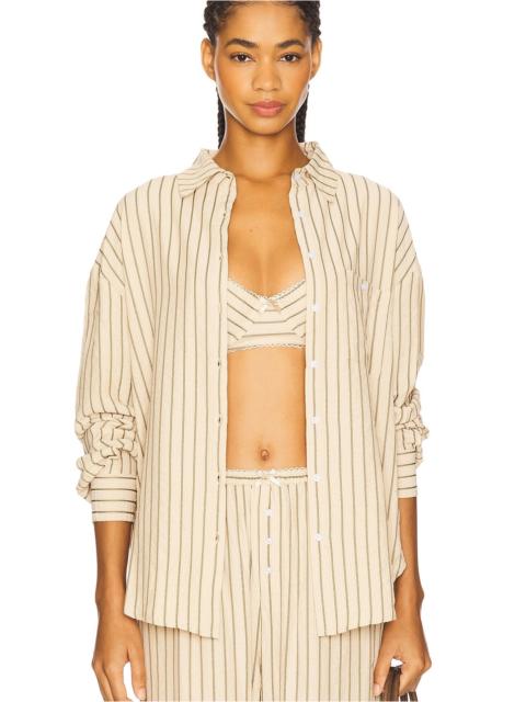 For Love & Lemons Mindy Striped Button Down Shirt