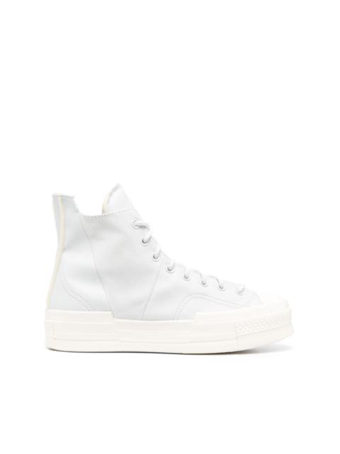 Converse asymmetric high-top suede sneakers