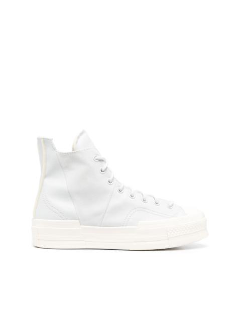 asymmetric high-top suede sneakers