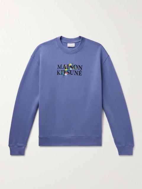 Maison Kitsuné Logo-Print Embroidered Cotton-Jersey Sweatshirt