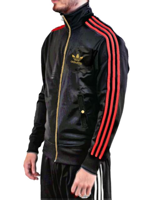 adidas RARE Vintage Adidas Black Track Jacket with Red Stripe And Gold scottilicious REVERSIBLE