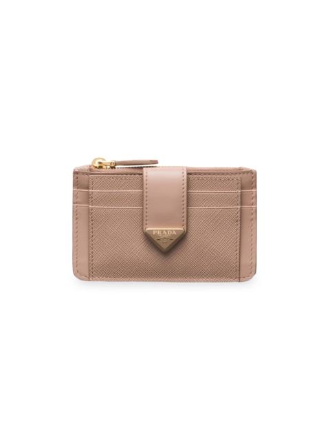 Prada Women's Saffiano and Smooth Leather Card Holder - Light Pink