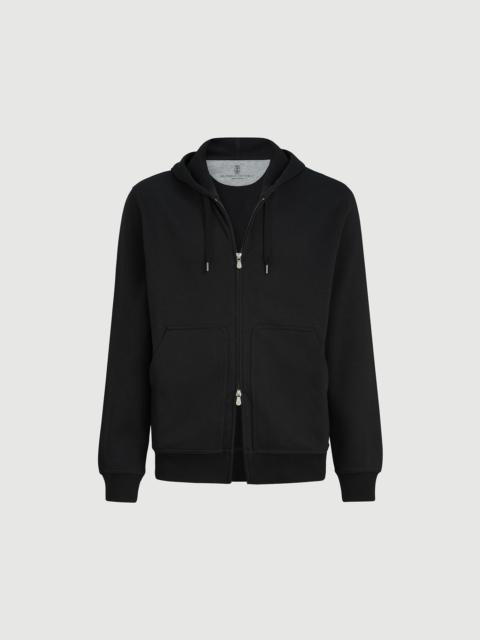 Brunello Cucinelli Techno cotton French terry hooded sweatshirt with zipper