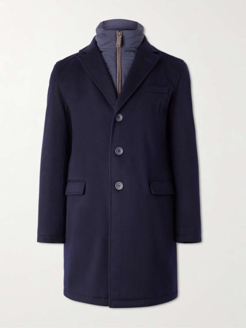 Shell-Trimmed Wool Coat with Detachable Gilet