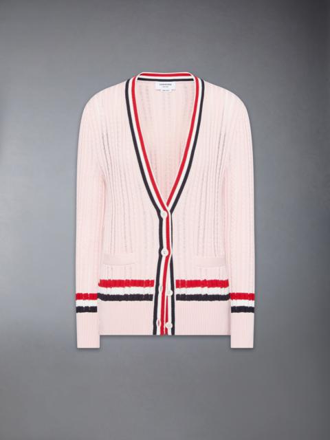 Thom Browne RWB STRIPE BABY LADDER CABLE ELONGATED CARDIGAN