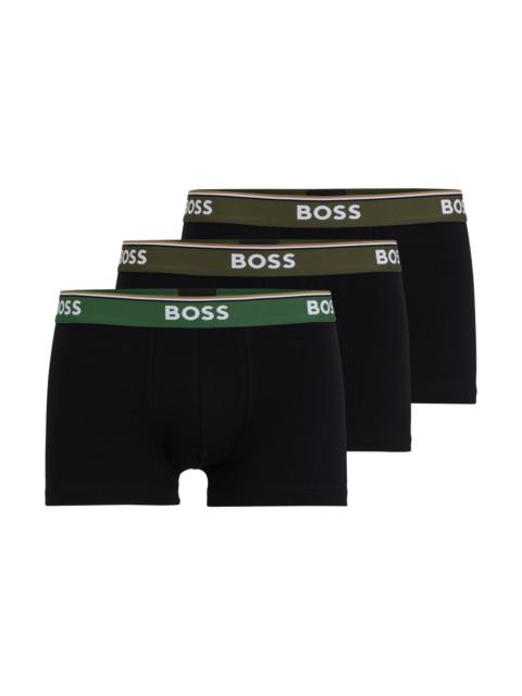 BOSS THREE-PACK OF STRETCH-COTTON TRUNKS WITH LOGO WAISTBANDS