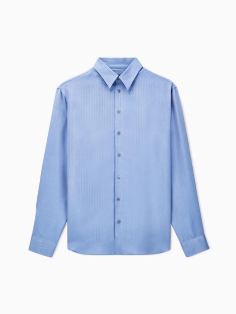 GIORGIO ARMANI JACQUARD SILK SHIRT WITH IRIDESCENT CHEVRON PATTERN
