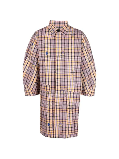 HENRIK VIBSKOV checked motif-embroidered coat