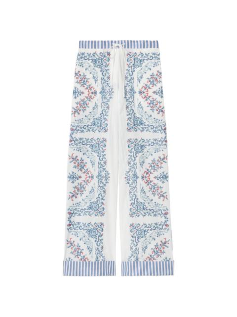 Claudie Pierlot striped-hem embroidered palazzo pants
