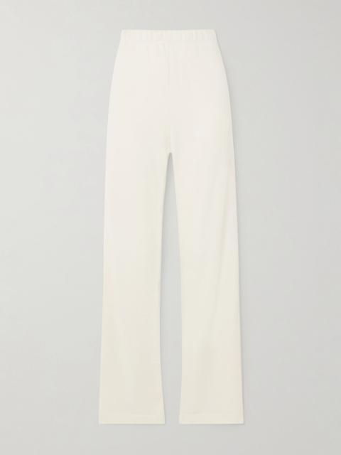 ÉTERNE Cotton and modal-blend jersey straight-leg sweatpants Cream