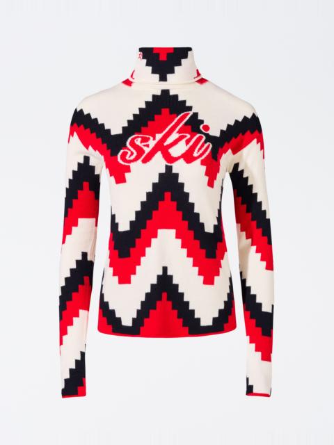 PERFECT MOMENT Chevron Merino Wool Turtleneck Sweater
