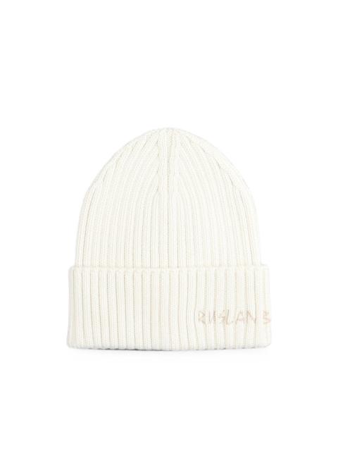 RUSLAN BAGINSKIY monogram-embroidered ribbed beanie hat