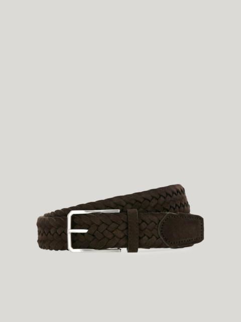 Canali DARK BROWN BRAIDED SUEDE BELT