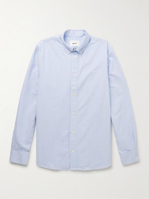 NN07 Colby 5910 Button-Down Collar Logo-Embroidered Striped Organic Cotton Shirt