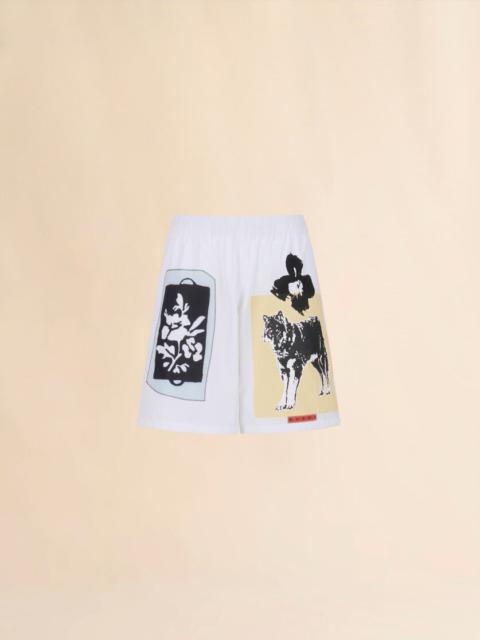 Marni WHITE POPLIN BERMUDA SHORTS