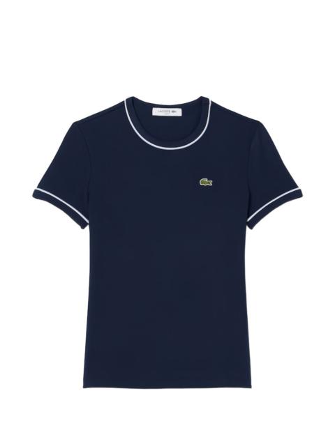 LACOSTE contrast-trim round-neck logo-detail cotton T-shirt
