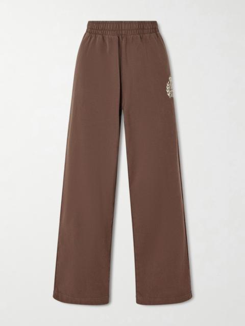 Sporty & Rich Embroidered Cotton-jersey Track Pants