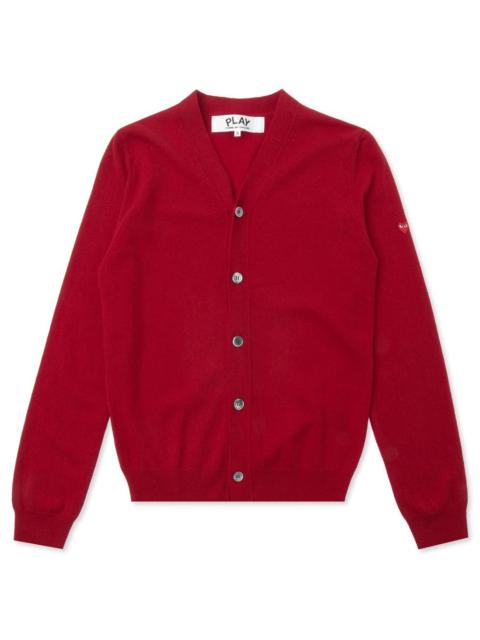 COMME DES GARCONS PLAY SMALL HEART CARDIGAN - RED