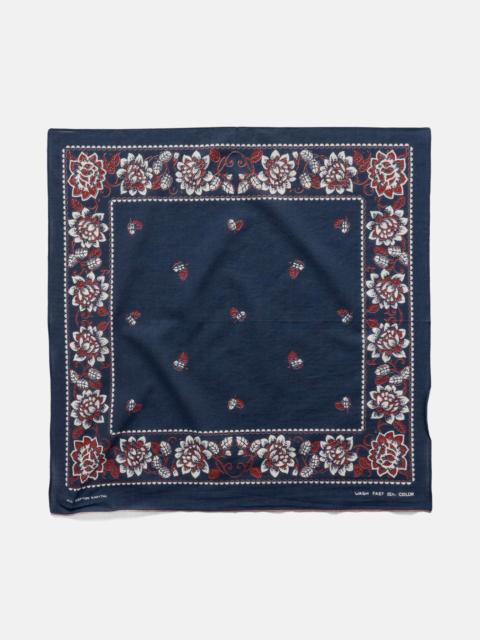 Kapital Fastcolor Selvedge Bandanna (ROCKWELL FLOWER) Navy