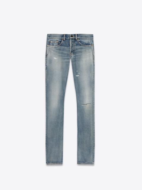 SAINT LAURENT slim-fit jeans in santa monica blue denim