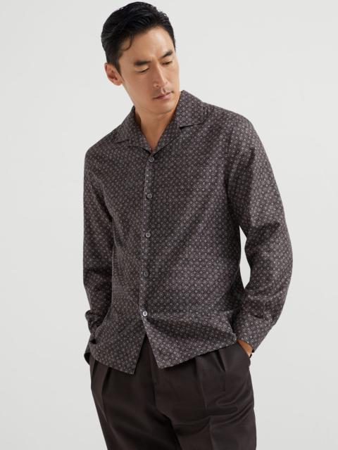 Brunello Cucinelli Geometric print twill easy fit shirt with camp collar
