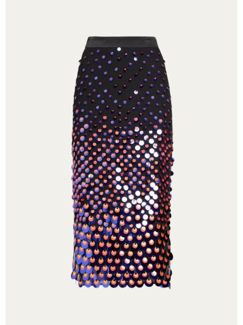 CHRISTOPHER JOHN ROGERS Sequined Silk Chiffon Midi Pencil Skirt