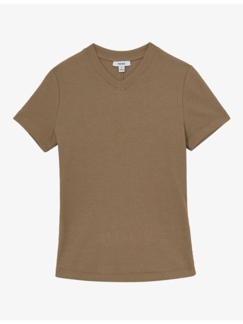 REISS Addison V-Neck Stretch-Cotton T-Shirt