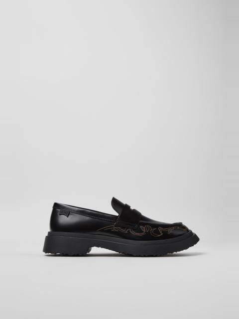 CAMPER Walden Black Leather Moccasins for Women.
