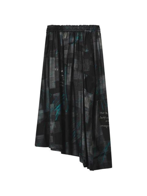 Y's newspaper-print skirt