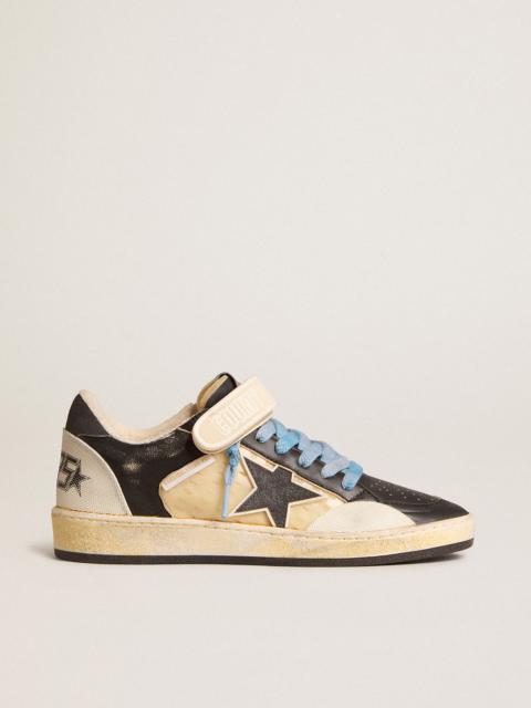 Golden Goose Men’s Ball Star Pro in black leather with Velcro strap