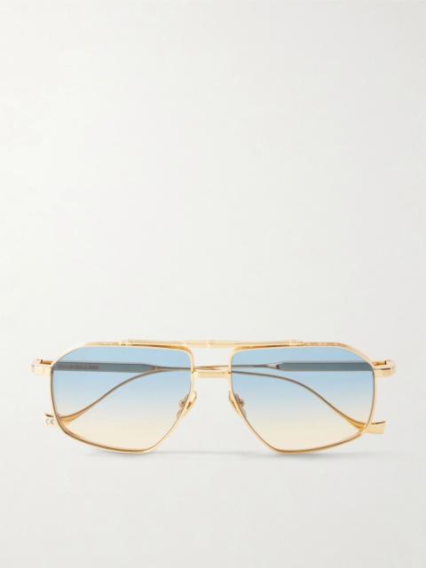 CUTLER AND GROSS 1424 Double-Bridge Aviator-Style Silver-Tone Titanium Sunglasses Gold