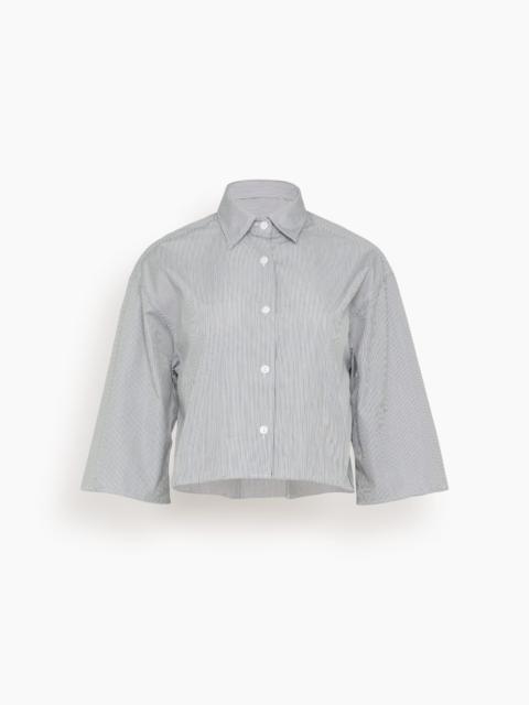 MARIA McMANUS Cropped Short Sleeve Shirt in Pinstripe Black/White