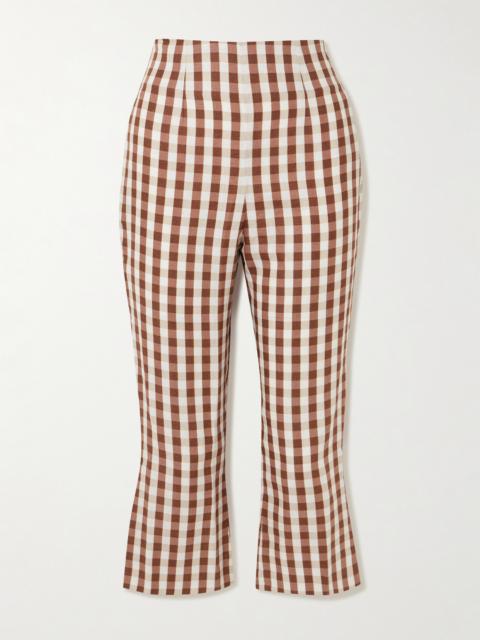 FAITHFULL Valeria Gingham Linen Straight-leg Capri Pants