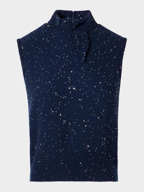 AKRIS Sleeveless Sequin Wool-Cashmere Sweater