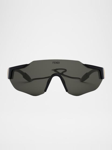 FENDI Men's FF-Logo Rimless Shield Sunglasses