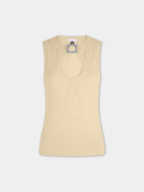 rabanne DINH VAN X RABANNE BUTTER YELLOW KNIT TOP WITH SIGNATURE JEWELS