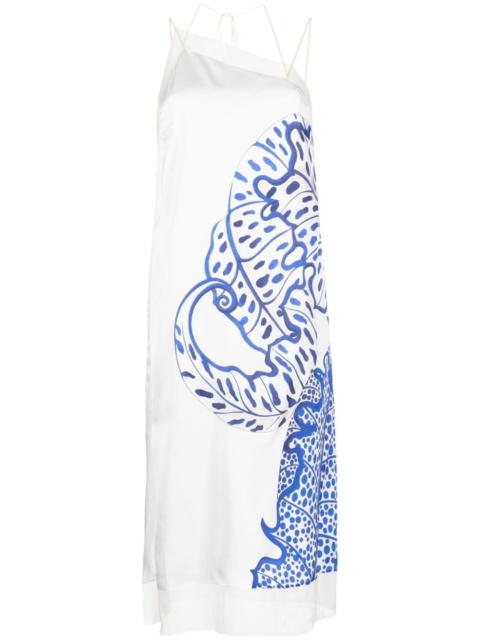 FERRAGAMO floral-print silk mididress