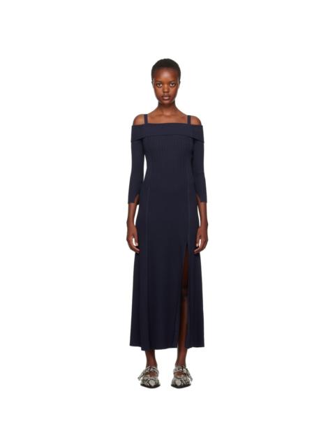 GANNI off-shoulder 미디 드레스