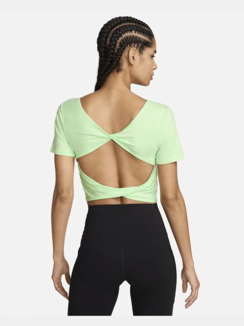 Nike Women's One Classic Dri-FIT Short-Sleeve Cropped Twist Top