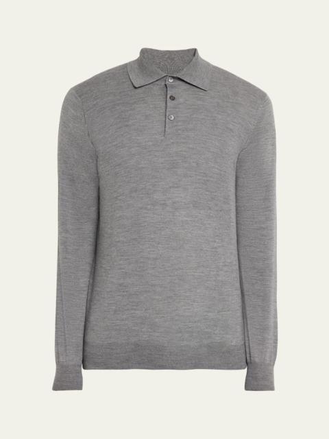 Brunello Cucinelli Men's Fine-Gauge Wool-Cashmere Polo Shirt