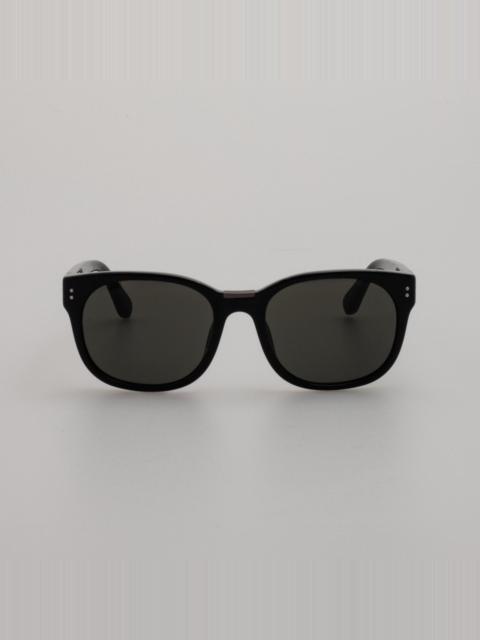 LINDA FARROW CEDRIC RECTANGULAR SUNGLASSES IN BLACK AND NICKEL