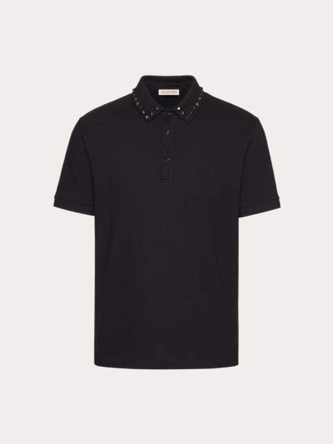 Valentino COTTON PIQUÉ POLO SHIRT WITH BLACK UNTITLED STUDS