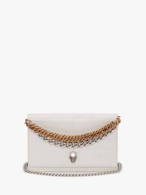 Women's Small Skull Bag With Chain in Ivory