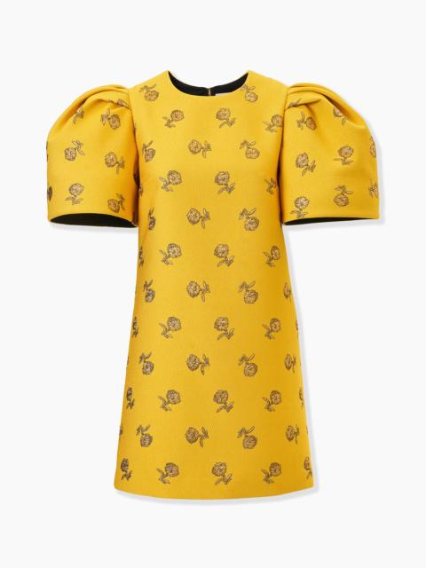 CAROLINA HERRERA Carnation Jacquard Bell-Sleeve Shift Dress